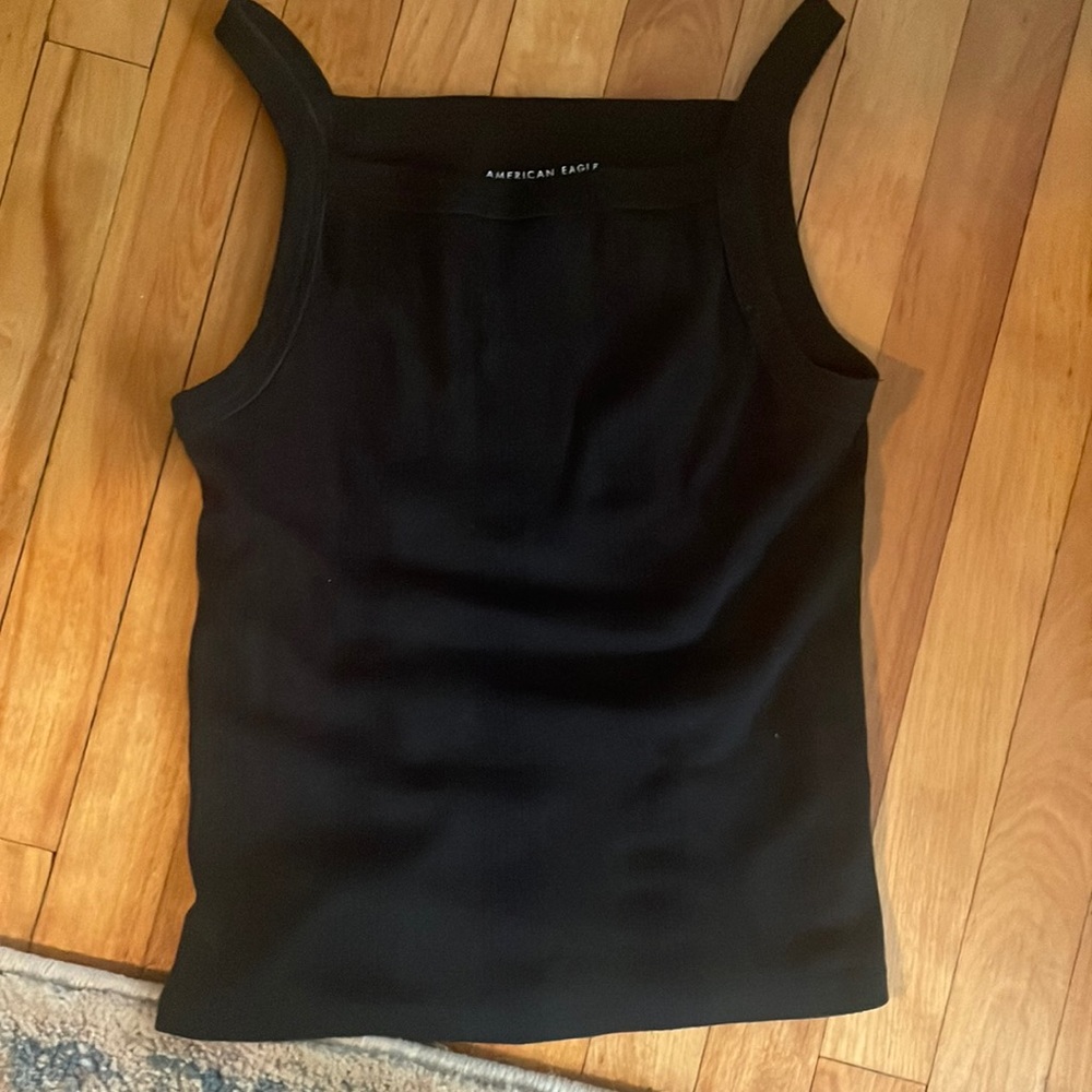 Black, square neck tank top